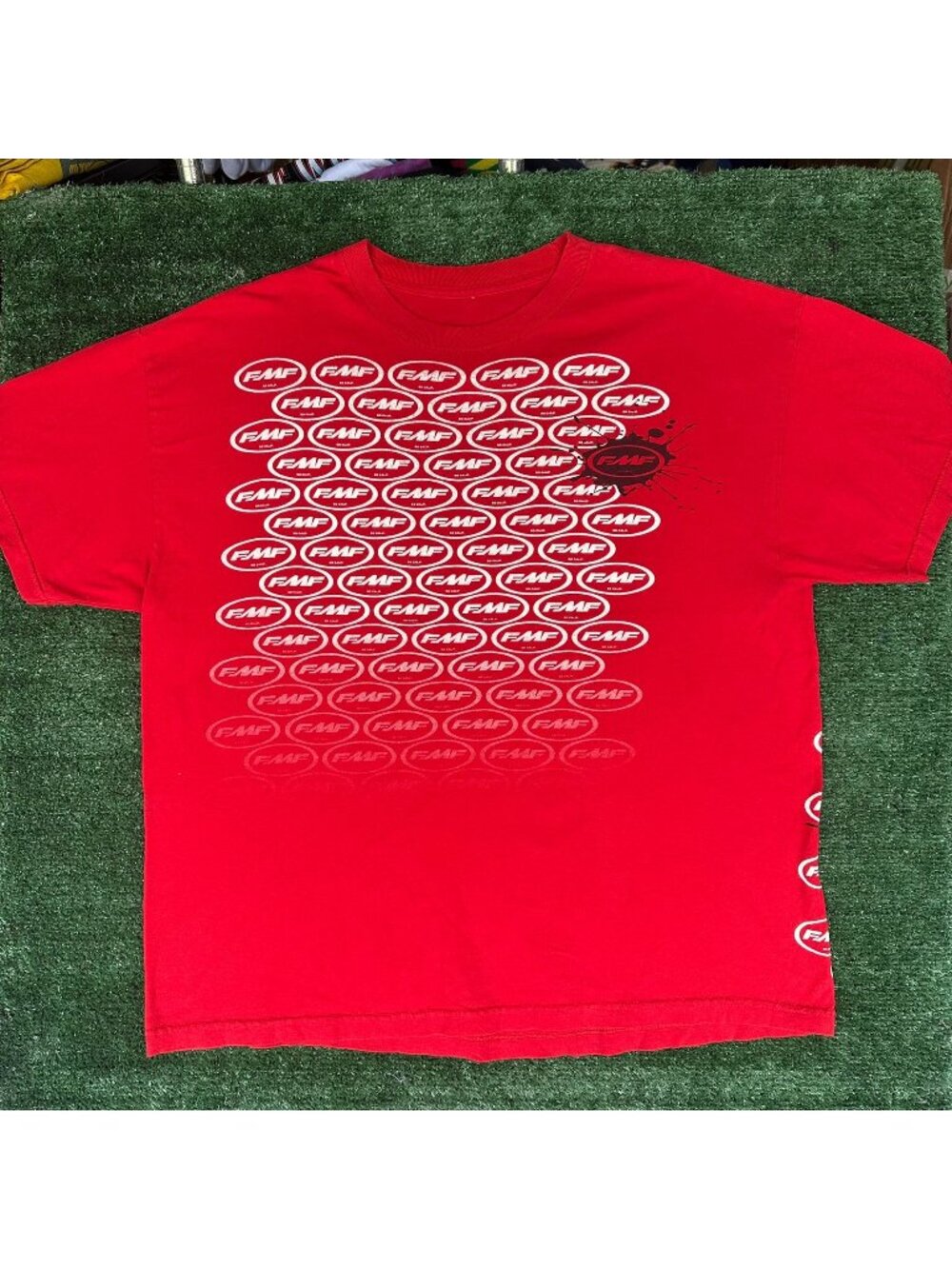 Vintage Y2K FMF Racing All Over Motocross T-Shirt Red XXL MX Grunge Streetwear